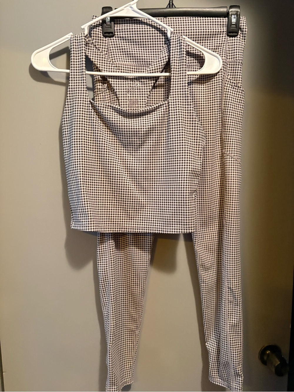 GAP houndstooth Black & White Checked Crop Tank and High-Rise Pants Set